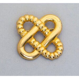Vintage Intricate Cross Brooch, Gold Tone Letter X Brooch, Link Brooch - C3